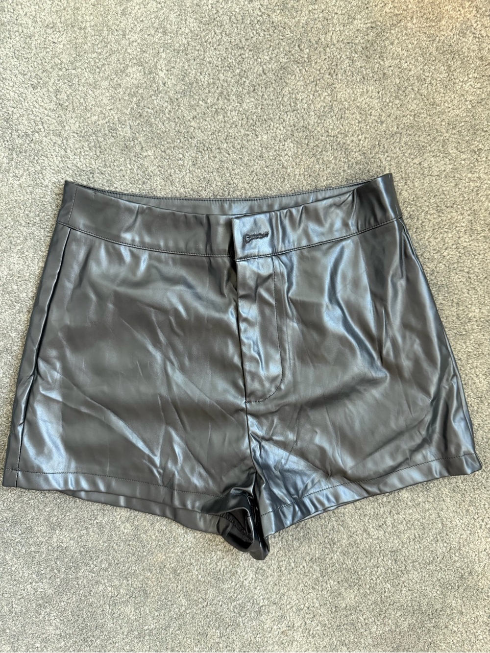 SHEIN Black Faux Leather High Waist Shorts